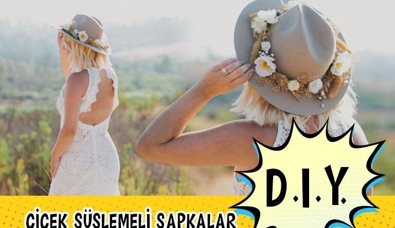 Dış Çekim İçin Gelinlere Özel Çiçek Süslemeli Şapkalar