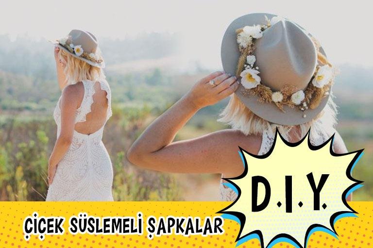 Dış Çekim İçin Gelinlere Özel Çiçek Süslemeli Şapkalar