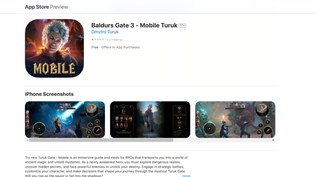 Baldur's Gate 3'ün Sahte Mobil Oyunu Dolandırıcılıkla Bağlantılı!