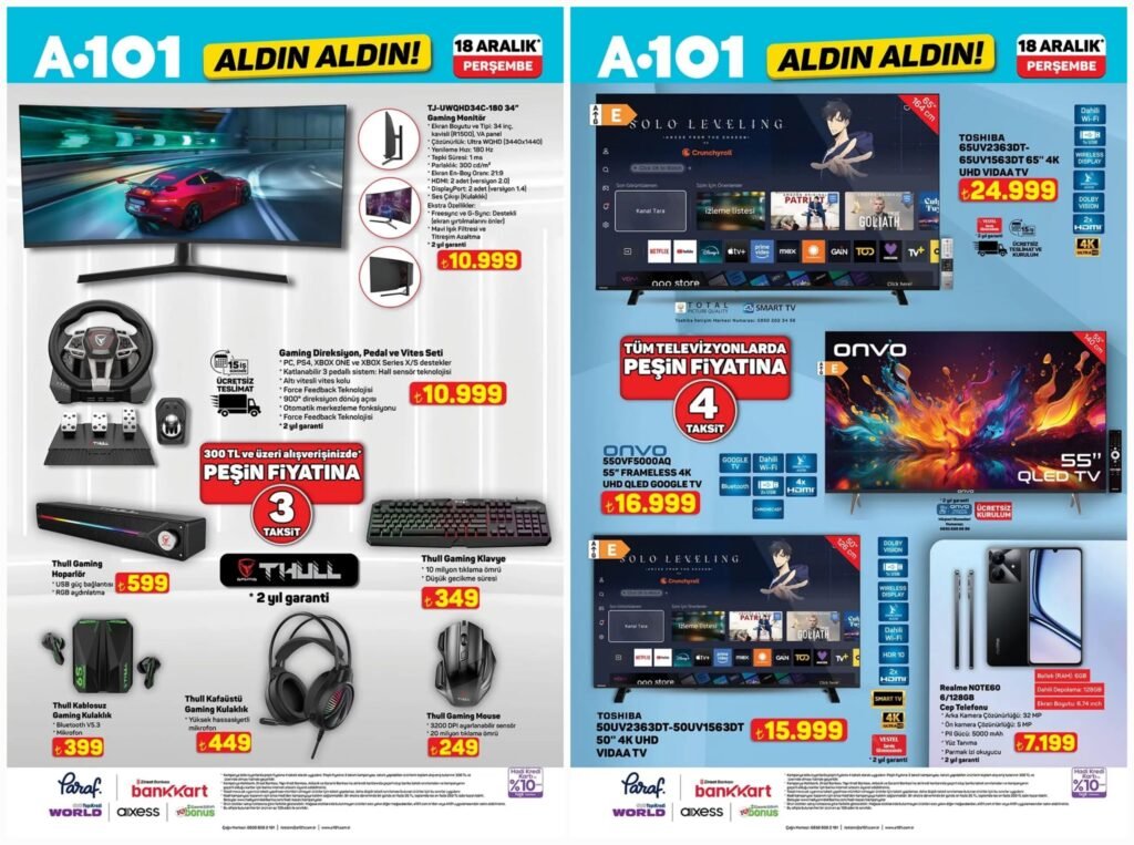 A101 Oyuncu Ekipmanları: 18 Aralık Güncel Kataloğu